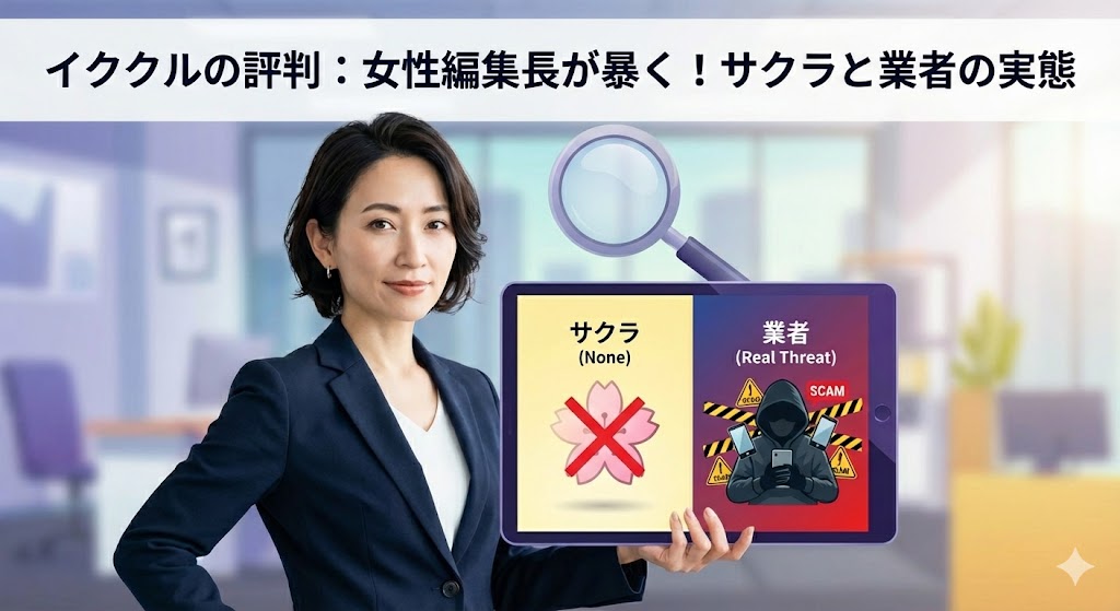 イククルの評判は「業者だらけ」？女性編集長が教えるサクラの実態と安全な出会い方
